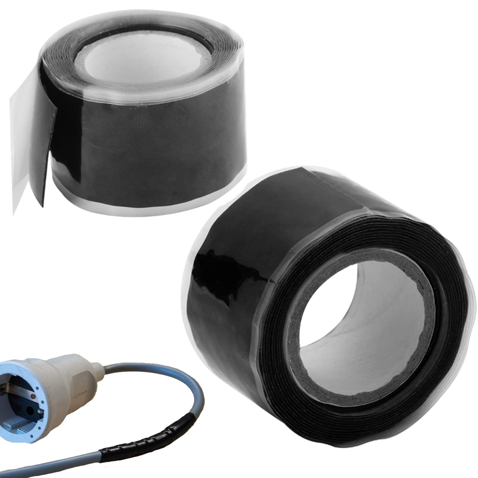 Silicone Waterproof Repair Tape Sealing Tape PVC Seal Self Adhesive Tape Pipe Hole Patch Multi-Purpose Rubber Tape Pipe Sealant Tape Pipe Sealing Repair Tape for Pipe Hose Leak 2Pcs 25mmX3m/1.5m