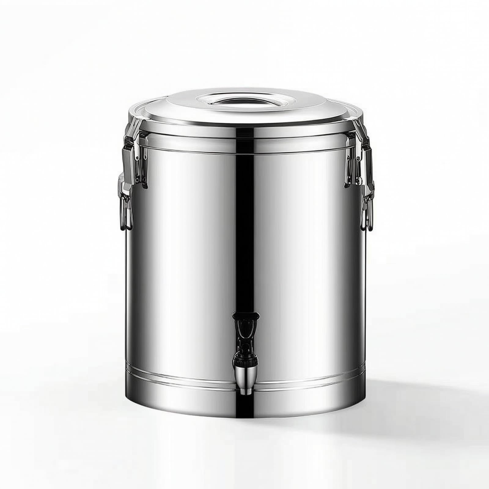 Cubo Térmico con Tapa Comercial Contenedor Isotérmico Acero Inoxidable Reutilizable Termo Industrial para Restaurantes, Bufés, 50L, Con Grifo
