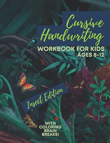 Cursive Handwriting Workbook For Kids Ages 8-12. Insect Edition With Coloring Pages Cursive for beginners workbook. Cursive letter tracing book. ...