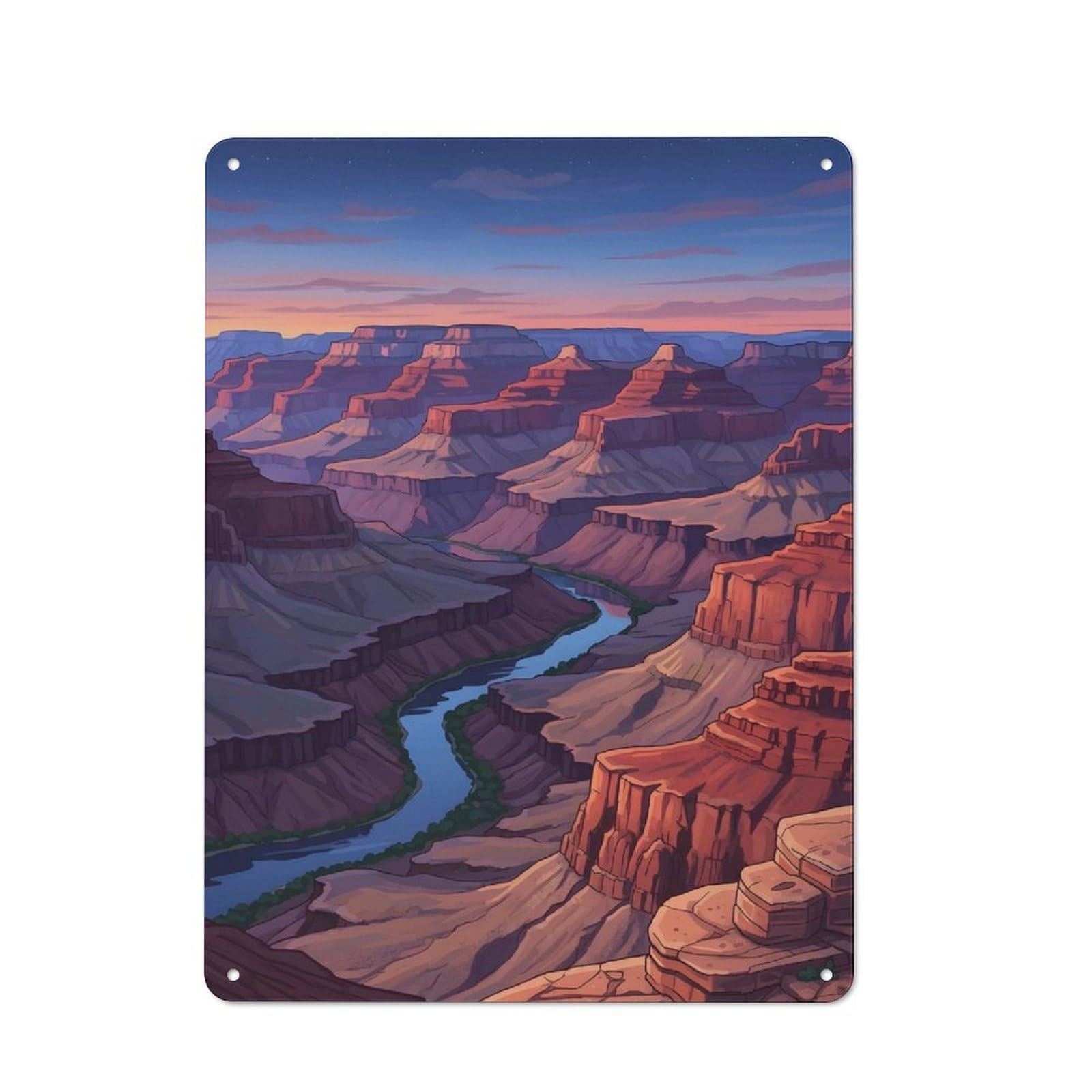 Junmoney Style-18 Vintage Tin Sign 40X30cm With Grand Canyon Illustration For Home Bar Wall, Metal Sign Decor For Home Bars And Entertaining Spaces