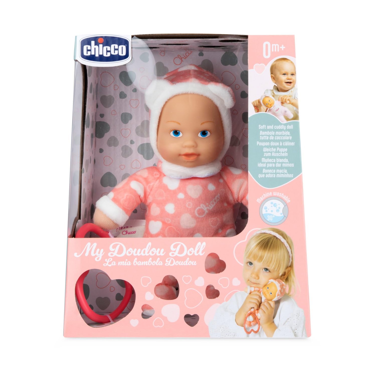Chicco La Mia Prima Bambola, Bambola Bambina con Anello a Forma di Cuore, Facile da Afferrare, Soffice e Leggera, Morbida, Lavabile in Lavatrice, Giochi Bambini 0 Mesi+, Da portare ovunque, Rosa