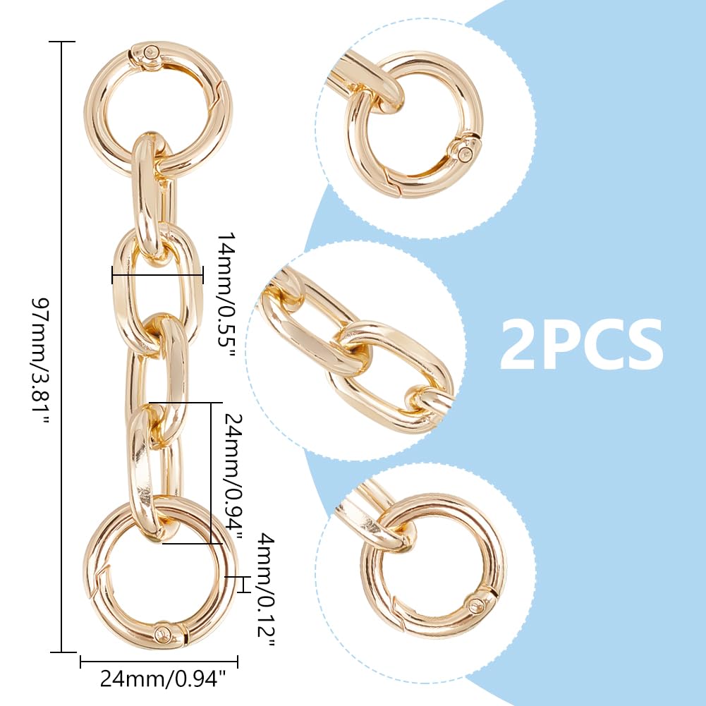 UNICRAFTALE 2Pcs 9.7cm Bag Chain Light Gold Bag Extender Chains Purse Chain Metal Shoulder Bag Strap Extender with Spring Gate Rings for Bag Straps Replacement Accessories for Summer - Image 3