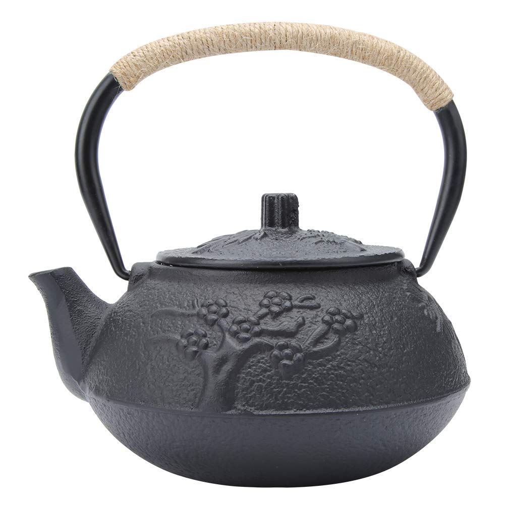 Cast Iron Teapot 900ml Japanese Style Tea Kettle Tetsubin Stove Bamboo Plum Pattern Tea Pot Small Water Kettle with Infuser Teahouse Supplies for Loose Leaf and Tea Bags