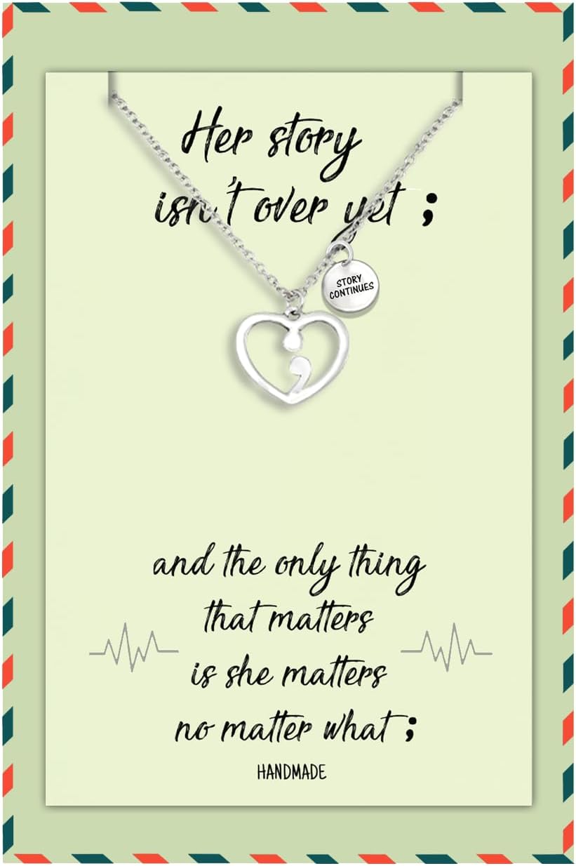 Continue Semicolon Heart Necklace, for Women