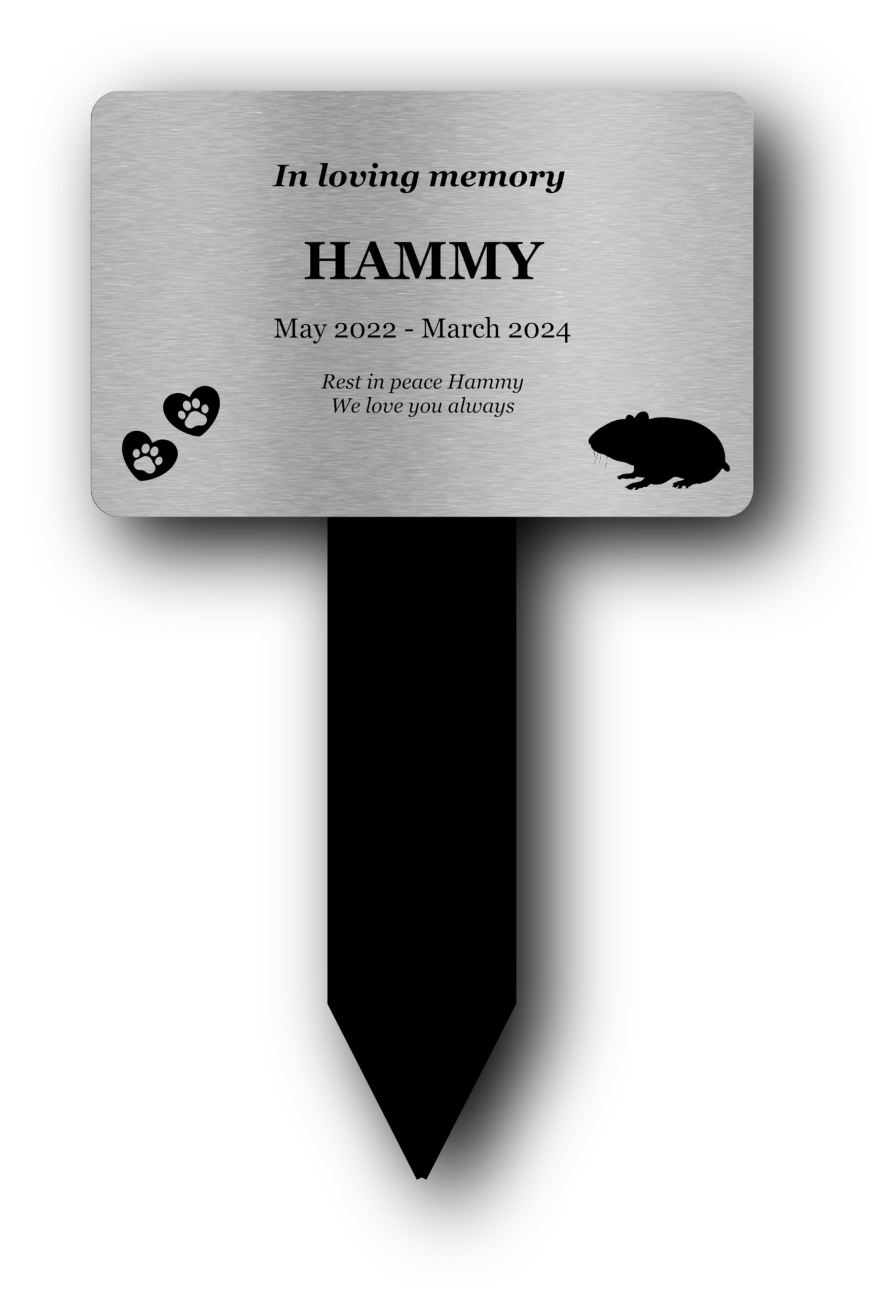 Origin Personalized Pet Hamster Memorial, Engraved Plaque, Garden Stake, Outdoor, Grave Marker, Pet Sympathy Gift, Designs and Photo Option.