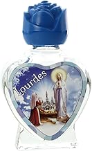 Apparition de Lourdes Heart Glass Bottle with 20 ml of Lourdes Water - Lourdes Water Bottle - Christian Worship Glass