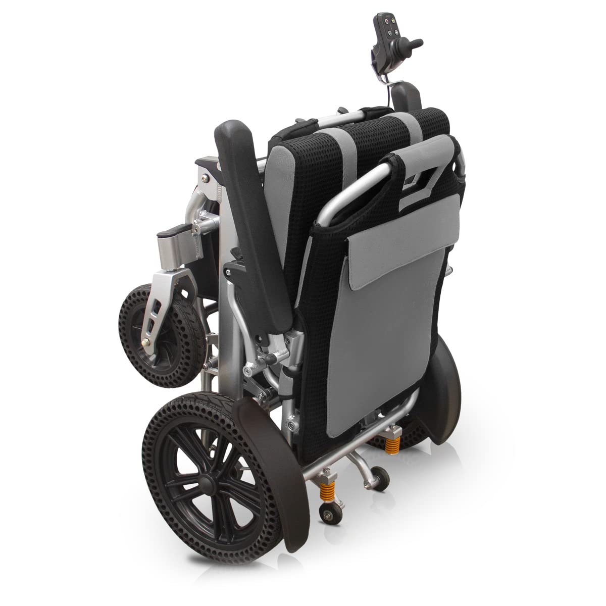 QUIRUMED Silla de ruedas eléctrica EASY PLUS ULTRALIGHT, Plegable, Chasis de aluminio, Mando para diestros y zurdos, Autonomía 18 km, Para mayores, Para minusválidos, Hasta 135 kg