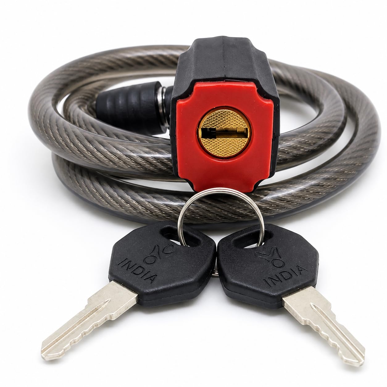 Bike Cable Lock with 2 Keys Each | Heavy Duty Steel Security Cable Lock for Bicycle, Motorcycle, Scooter | Anti-Theft PVC Coated Lock for Outdoor Use-picture-22