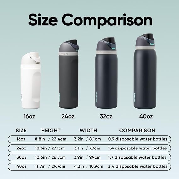 Owala FreeSip Insulated Stainless Steel Water Bottle with Straw for Sports and Travel, BPA-Free, 32oz, Foggy Tide