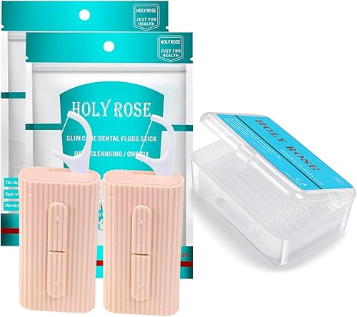 Holy Rose - Dispensador de hilo dental portátil para viajes, palillos de hilo dental para adultos, palillos de hilo dental, organizador de palillos
