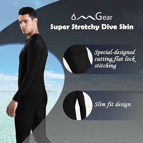 Vista 27 de OMGear Piel de buceo para mujeres y hombres, traje de baño de cuerpo completo, de secado rápido, delgado, traje de buceo, protección UV, protección