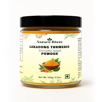 Nature Blaze Lakadong Turmeric Powder | High-Curcumin, Pure & Natural | Sourced from Meghalaya | Hand-Ground & Sun-Dried | Ideal for Cooking & Wellness Jar Pack 150 Gm / 5.2 Oz