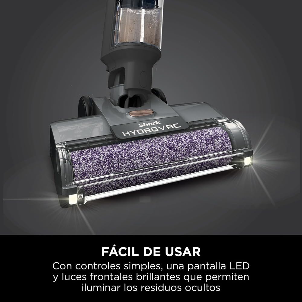 Shark HydroVac Aspiradora Mopa sin Cable para Limpieza en Seco y Húmedo - Aspira, Friega y se Autolimpia - Cepillo Antimicrobiano para Suelos Duros - Gris, WD210EU