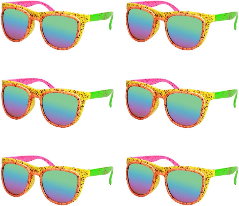 Birsppy Ocean Line 80's Neno Flip up Sunglasses - Double Lens Glasses, 90's Party Favors, Novelty Shades, Party Toys, Funny Costume Accessories for Kids & Adults 6 Pack
