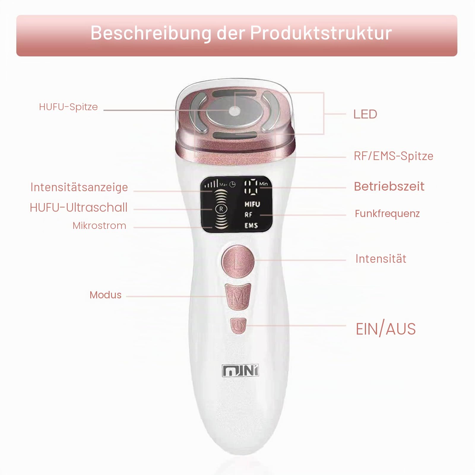 Mini Hifu Gesichtshautpflege Maschine, Hochfrequenz Falten Entfernen Hautpflege Gerät, Ultraschall-Schönheitsgerät Zur Gesichtsstraffung