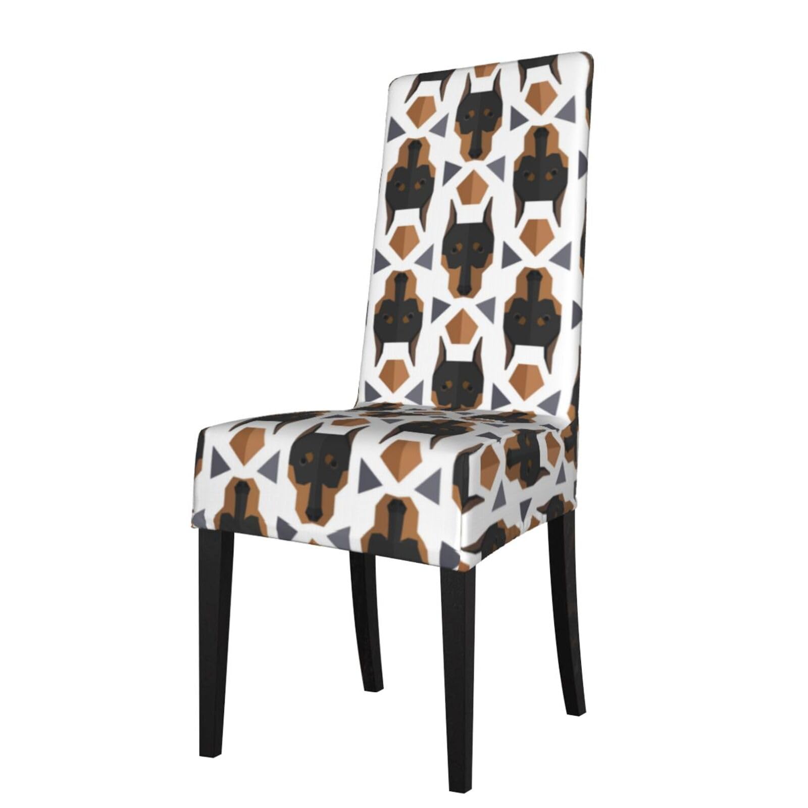 Lkymoh As Picture Polygonal Pattern Doberman Head, Chair Covers Stretch Chair Slipcovers For Dining Room, For Party Pet Protection Universal Fit Soft Polyester