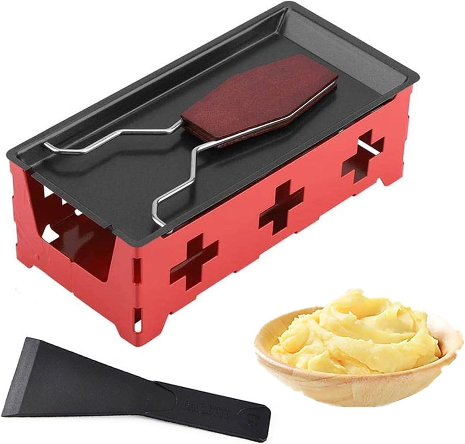 Cheese Heating Mini Set, Cheese Baking Pan with Spatula with Collapsible Handle, Cheese Oven Baking Pan for Dinner Parties
