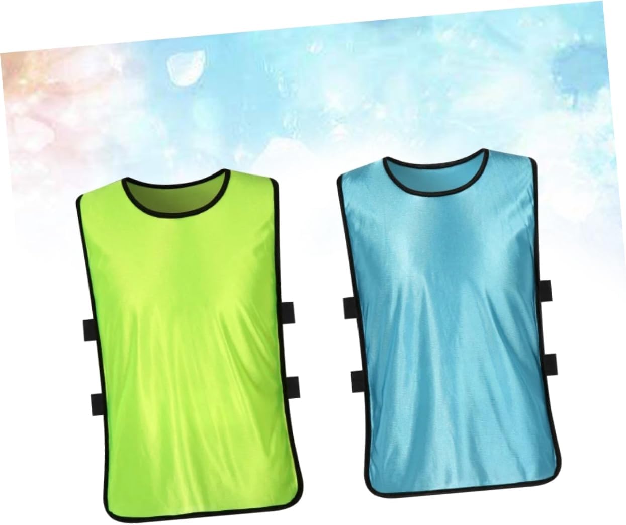 POPETPOP 12PCS Fluorescent Blue Training Vests for Adults Lightweight Polyester Mesh Sleeveless Shirts for Soccer Basketball Team Practice Summer Fast Drying Sports Jerseys XL