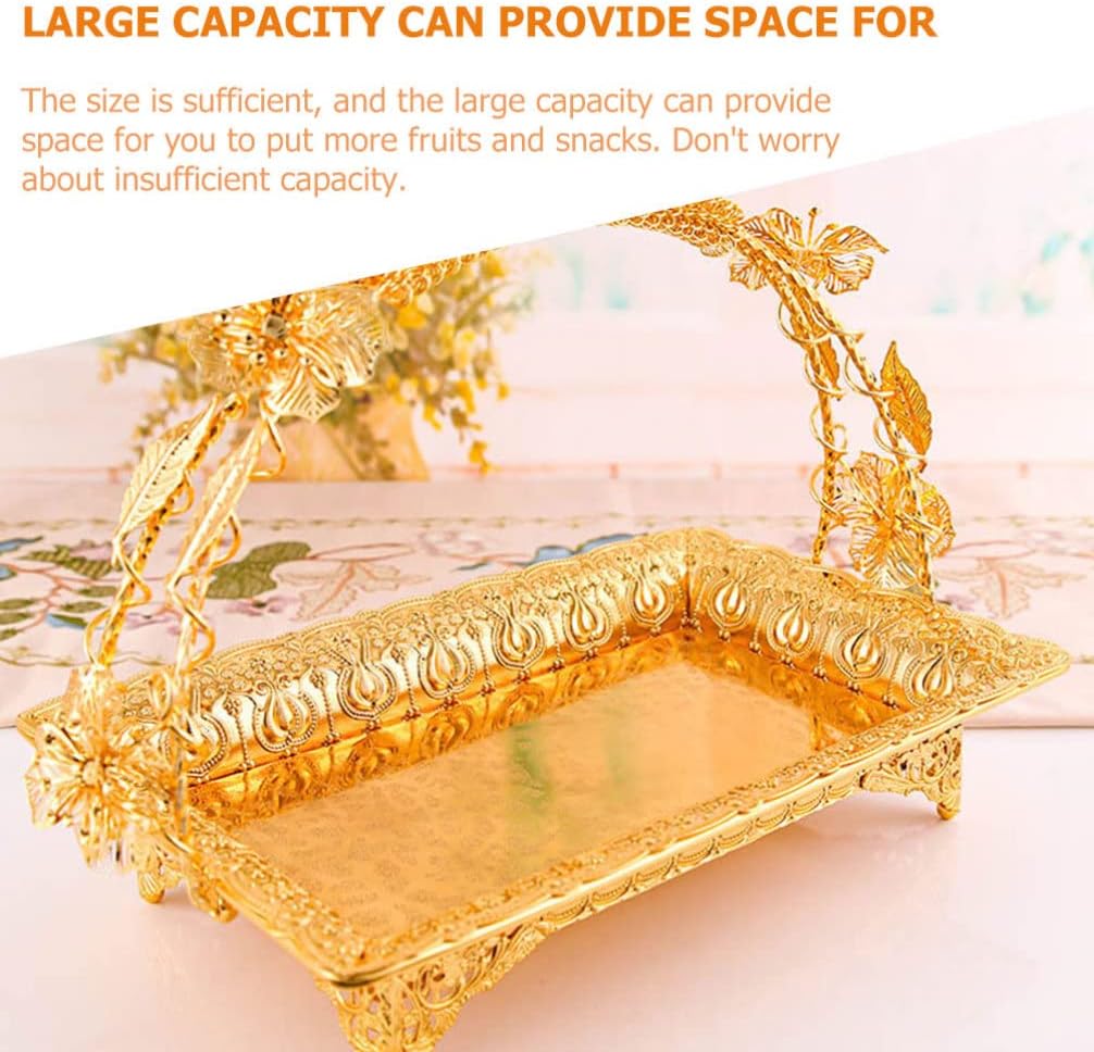 ARTIBETTER Dessert Stand European Style Fruit Bowl Fruit Basket Countertop Metal with Handle Snacks Vegetables Wedding Home Office Decor