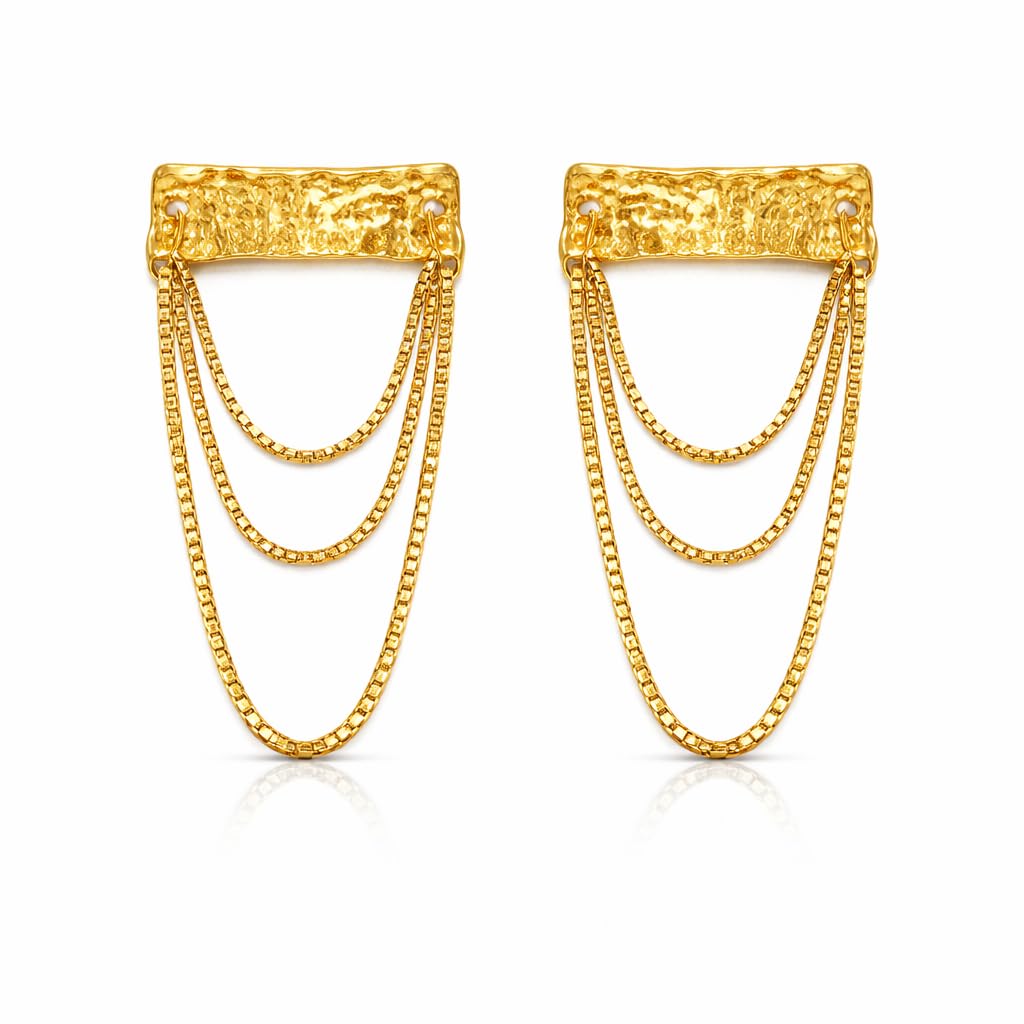 Lylak 18K Gold Plated Hammered Rectangle Box Chain Tassel Drop Earrings for Women | Waterproof Hypoallergenic Stainless St... - Review, Price and Buying Guide