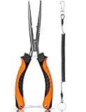 Needle Nose Pliers Fishing,Fishing Pliers,9 in Fishing Pliers Hook Remover,Carbon Steel split ring pliers,Saltwater Fishing Gear