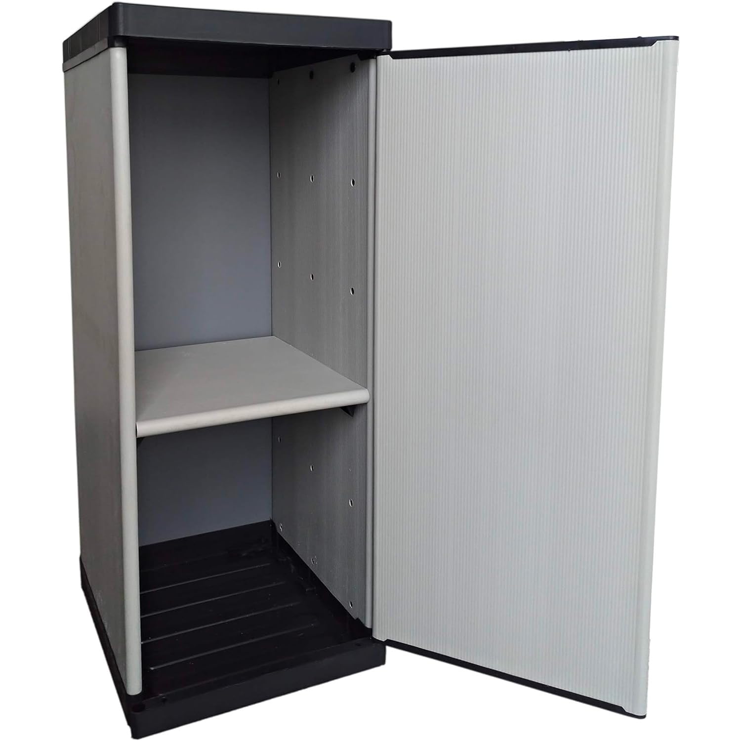 Avilia Armadio Modulare a 1 Anta | Mobiletto per Interni | Armadietto Basso | Armadio per Attrezzi | Armadietto per Esterni | Armadietto in Plastica | Armadio con 1 Scaffale ‎35x39.5x86cm, Grigio