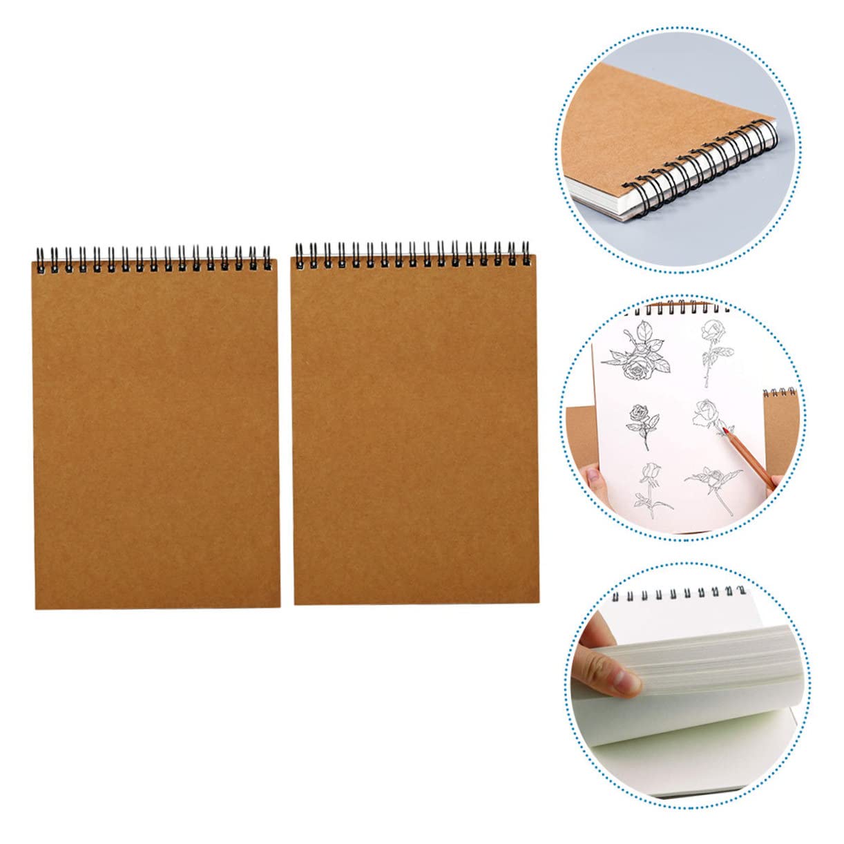 Ciieeo Cuaderno de Bocetos A4 Marrón, Espiral, 2 Piezas para Dibujo