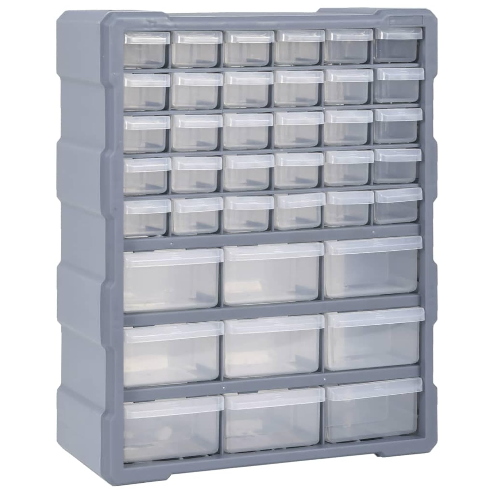 Homgoday Organizer Multi-Cassetti per Garage e Officina, 39 Cassetti in Plastica Resistente, Grigio, Dimensioni 38x16x47 cm, Ideale per Utensili e Accessori