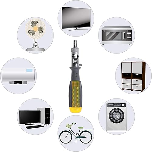 Miniatura 3 de KER Multiherramienta de trinquete 11 en 1 - Destornillador magnético, herramienta de reparación de destornillador angular profesional (amarillo,