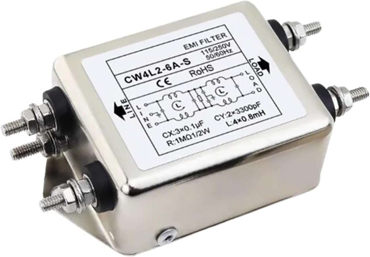 CW4L2-6A-S Anti-Interference AC 220C Power Filter EMI Circuit Audio Purifier Dual Terminal Desktop Dual Terminal