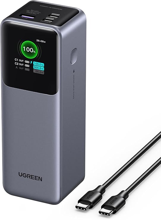 UGREEN Nexode Power Bank 25000mAh 200W Power Bank with 3 Ports, External Battery with Digital Display, USB C PD 3.1, Compatible with iPhone 17/16/15/14 Pro Max, Galaxy S24 Ultra, MacBook Pro, Dell