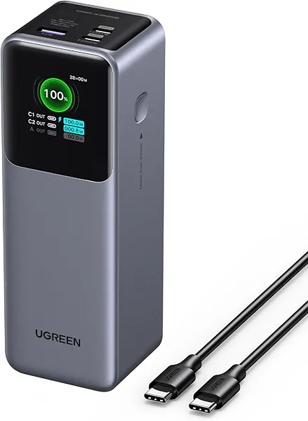 UGREEN Nexode Power Bank 25000mAh 200W Laptop Portable Charger PD 3.1 Fast Charging 90Wh 3-Port Battery Pack with TFT Smart Display for MacBook Pro/Air/ipad/iPhone 17/16/Samsung S24/Dell/HP and More
