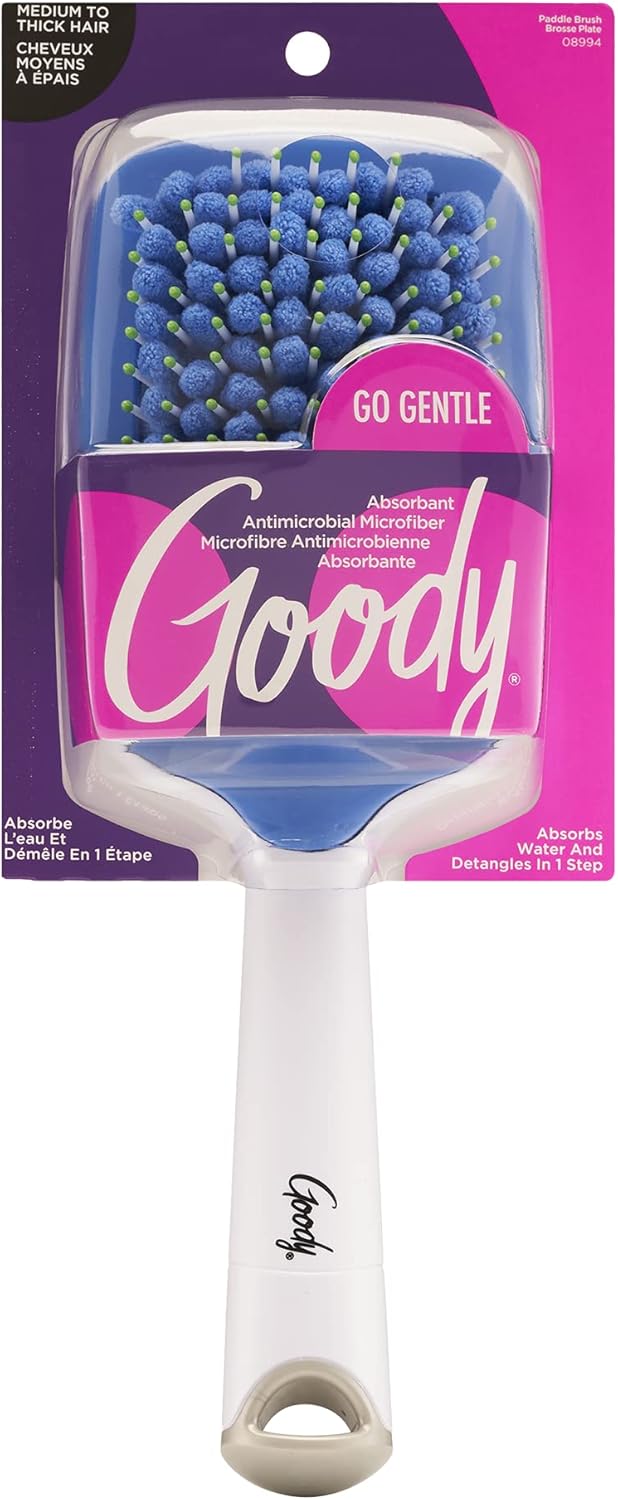 Goody Quikstyle Detangling Paddle Brush Absorbent Microfiber and Vented Back Helps Dry Hair
