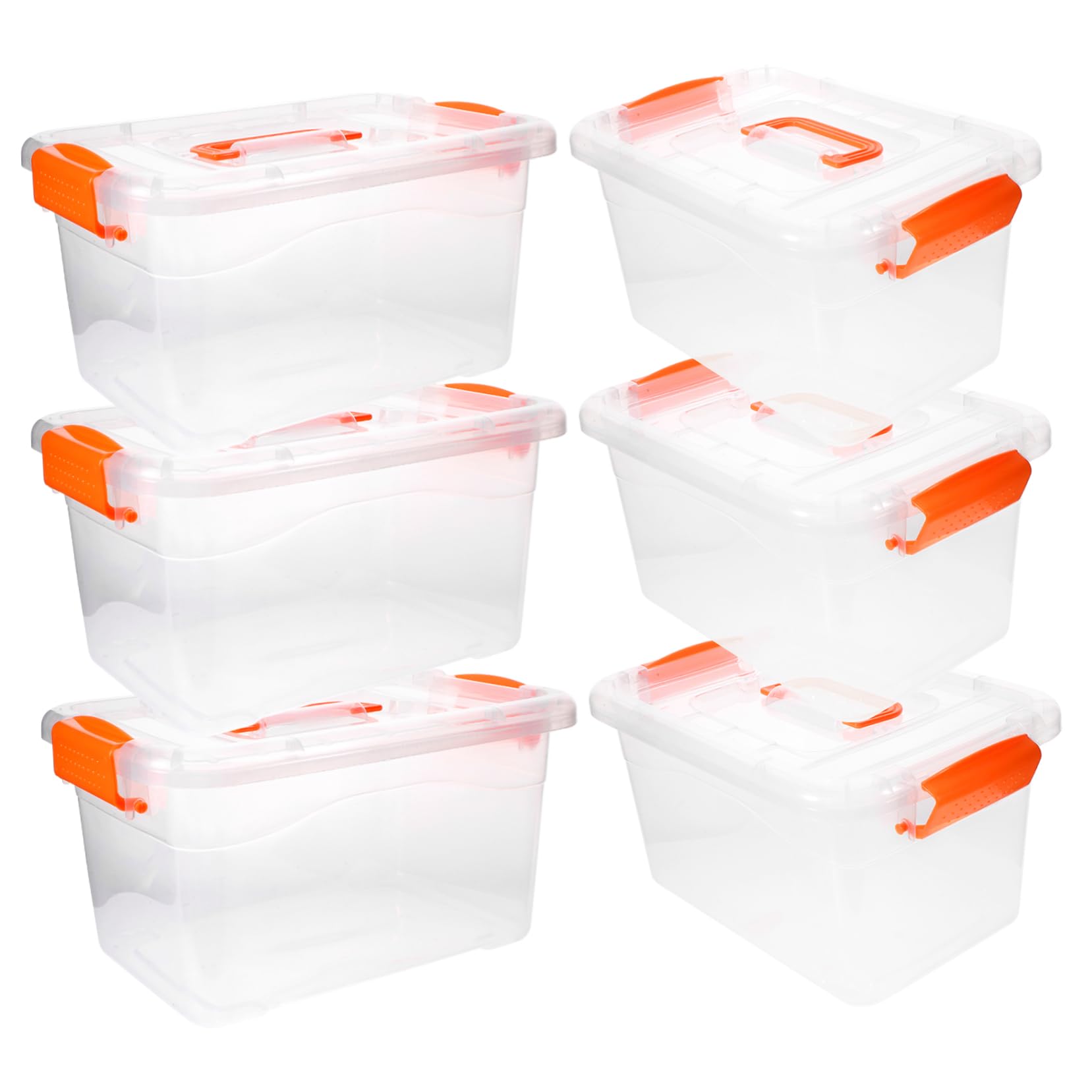 BESTYASH Cajas de Almacenamiento de 3l Contenedores de Plástico Pp y Abs Tapa y Asa Set de 6 Multifuncionales para Cocina y Organización Fácil de Transportar