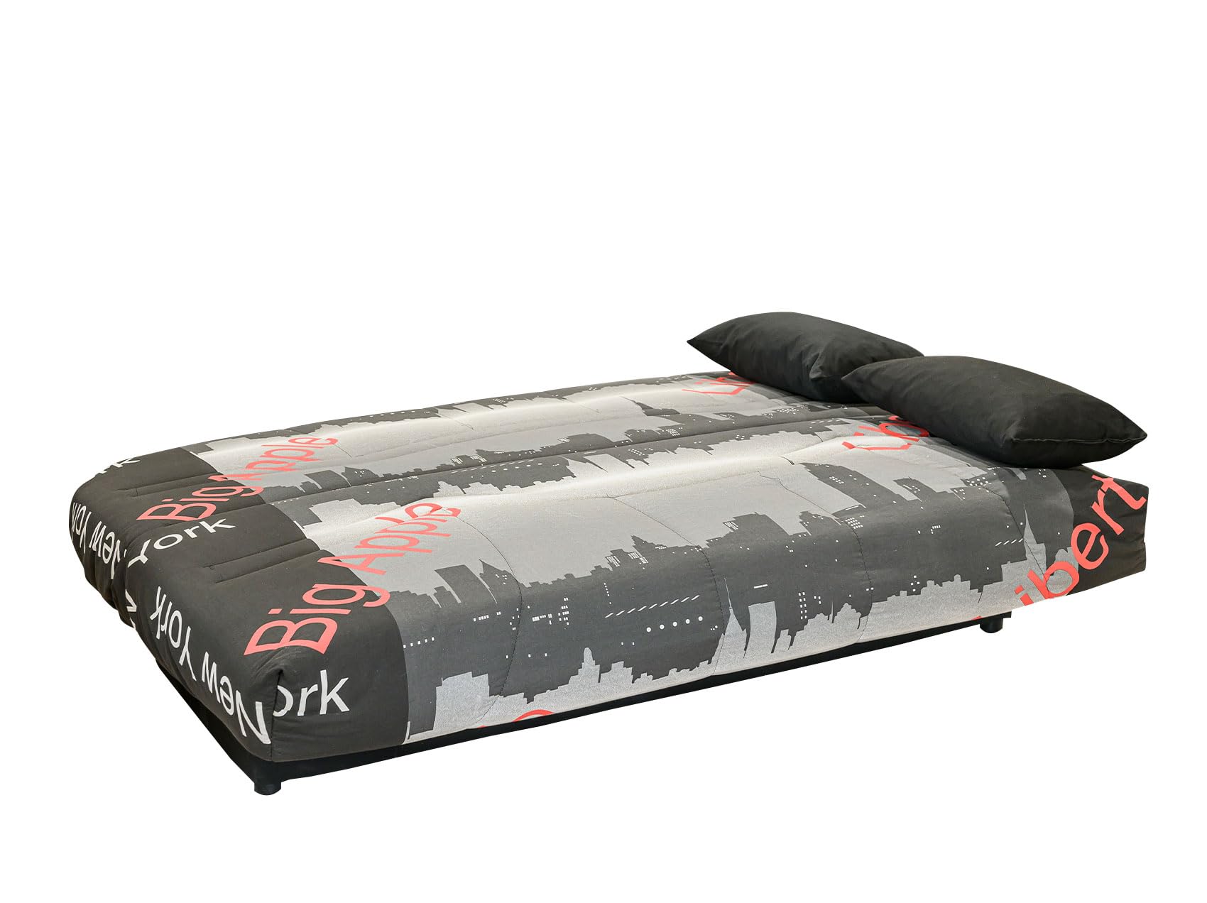 Clic Clac Veneza Canapé-Lit Convertible, Gris, Noir, Motif New York, avec 2 Coussins Inclus (New York)