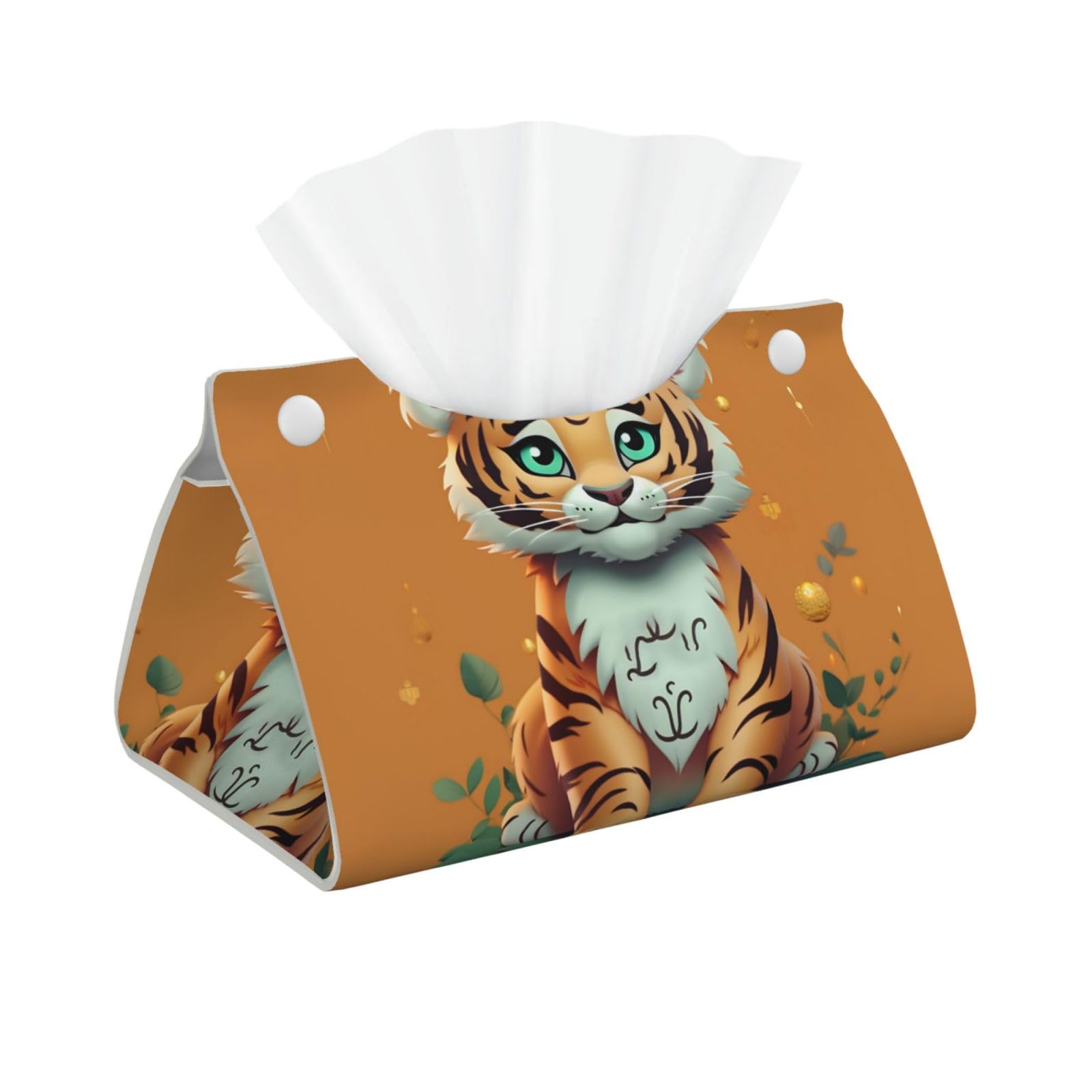 Pu Leather Tissue Box Cover, Year of The Tiger Funny Tiger Rectangle Tissue Case Covers Decorative Tissue Box Holder Waterproof Tissue Holder Organizer for Bathroom Home Office