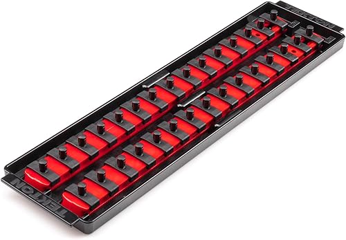 Miniatura 23 de TEKTON Unidad de 1/4 pulgadas x riel de enchufe de 8 pulgadas, 13 clips (rojo) OSR01113 Fabricado en Estados Unidos Negro -,Rojo -,Gris