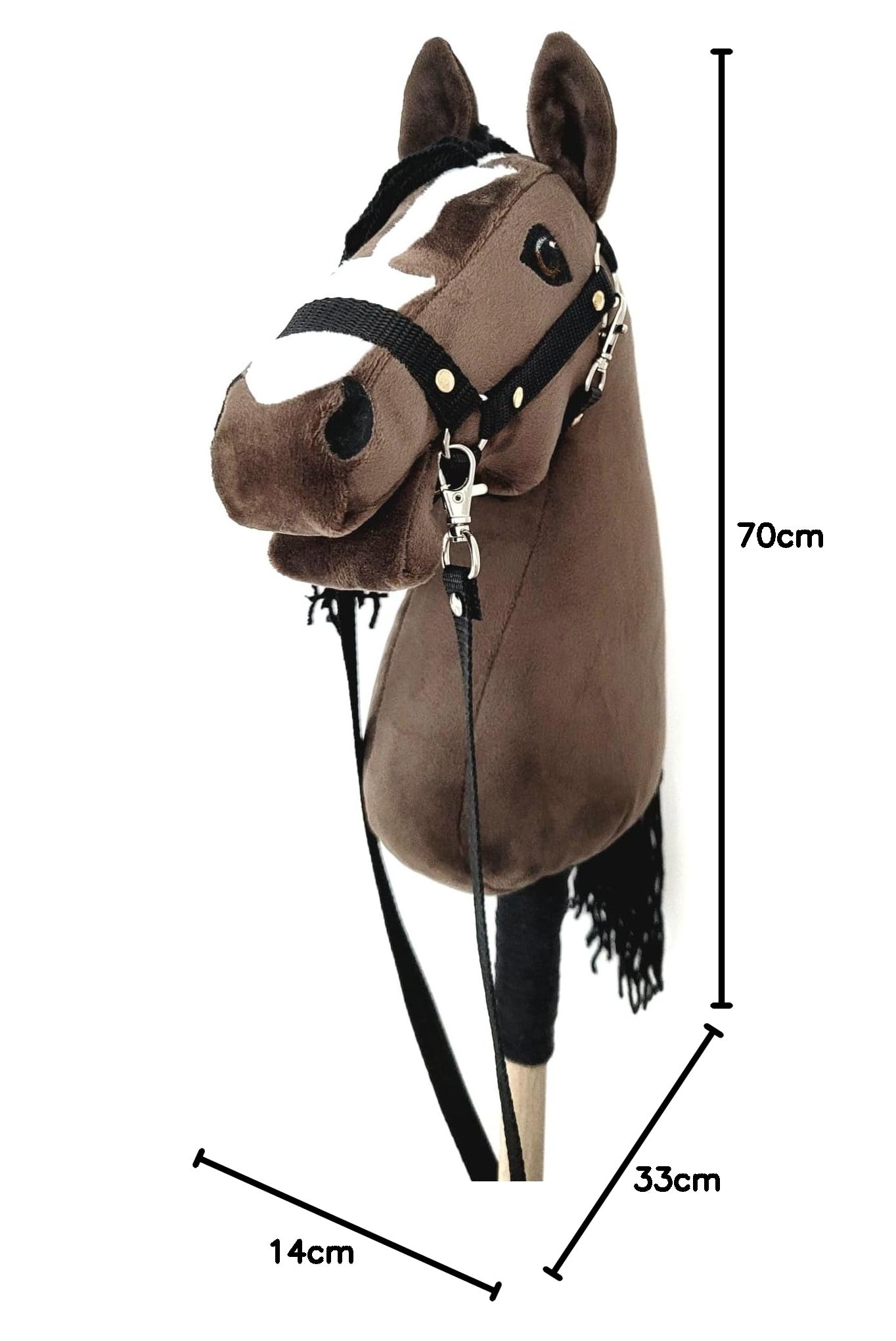 Steckenpferd A4 (Pferd auf einem Stock) Hobby Horse A4 komplett mit Kantar wie auf dem Foto (Dunkelbraun)