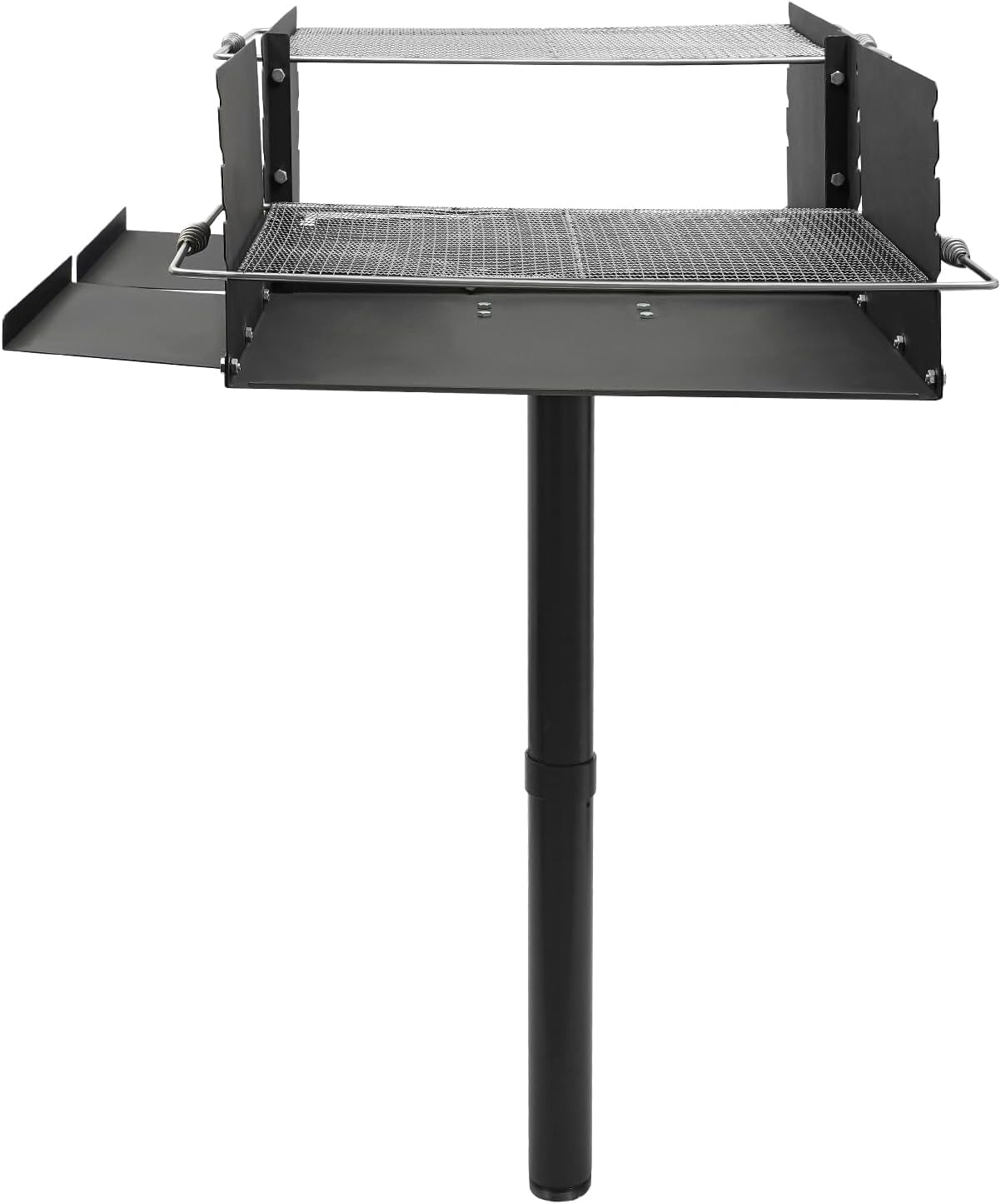 LOYALHEARTDY Charcoal Grill Large Park Style, Single Post Outdoor Grill 40", Adjustable 4-Level Height Offset Smoker, Stainless Steel & Carbon Steel Barbeque Grill for Camping & Backyard,Black