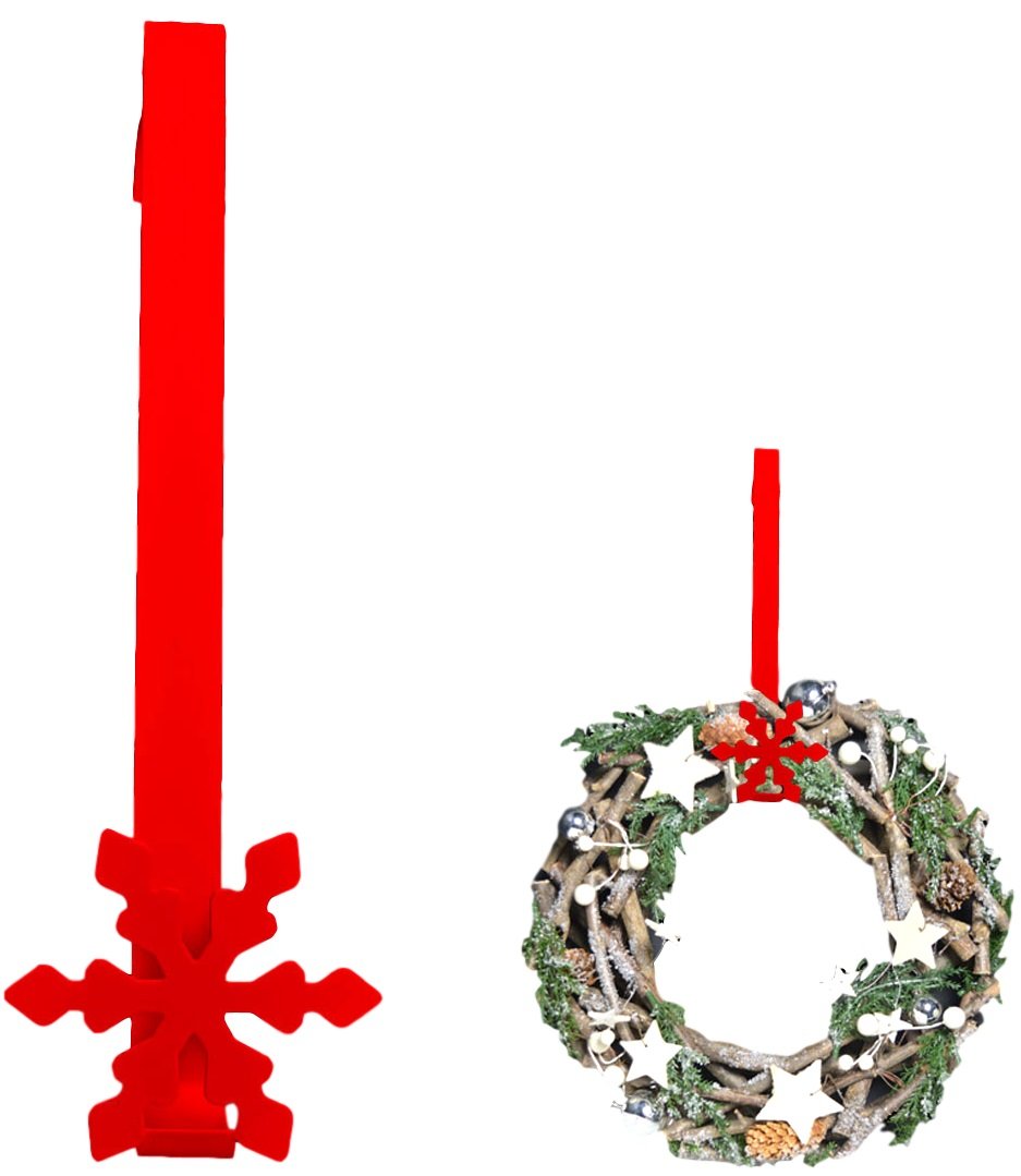 Theme Machine Red 1X Snowflake Over The Door 'Christmas' Wreath Hanger- Or White (Red)