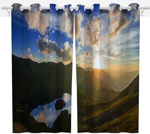 Miniatura 9 de Paisajes Puesta de sol Noche Paisaje Cortinas para Sala 2 paneles Cortinas opacas Cortinas opacas Ventana grande (Ancho) 63 X (H) 80 pulgadas