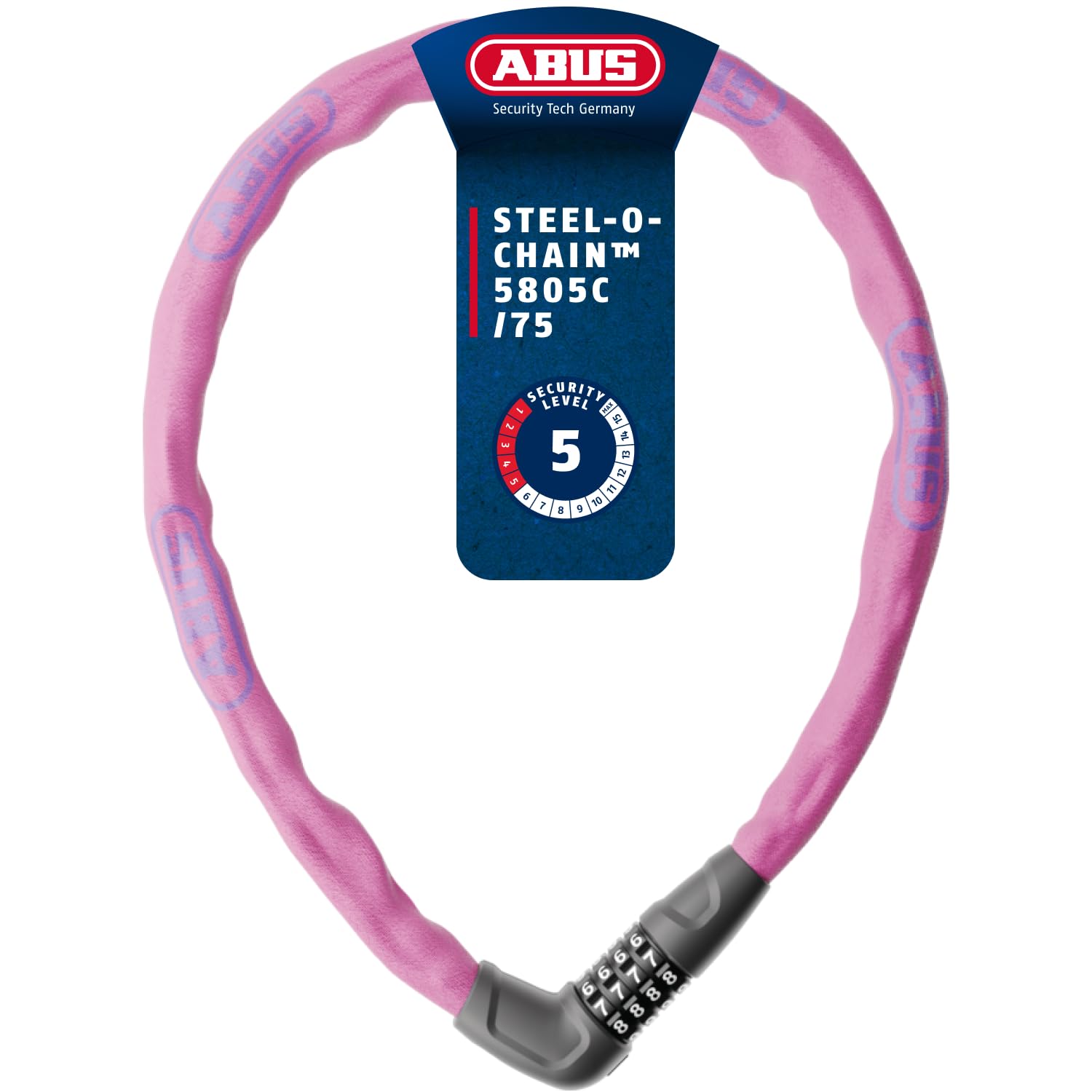 ABUS Kettenschloss Steel-O-Chain 5805C, 75 cm, Pink