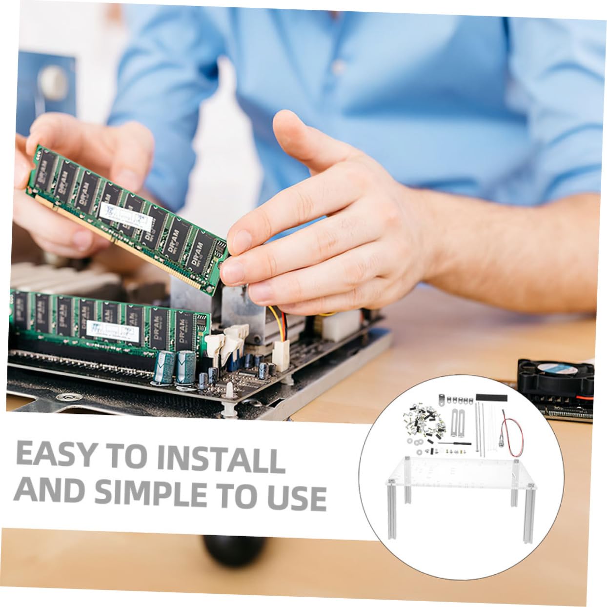 HOMSFOU Staffa per Case PC Aperto e Rack per Scheda Madre Matx, Supporto Compatto Singolo Strato per Test e Assemblaggio, Accessorio Computer Versatile per Appassionati e Tecnici