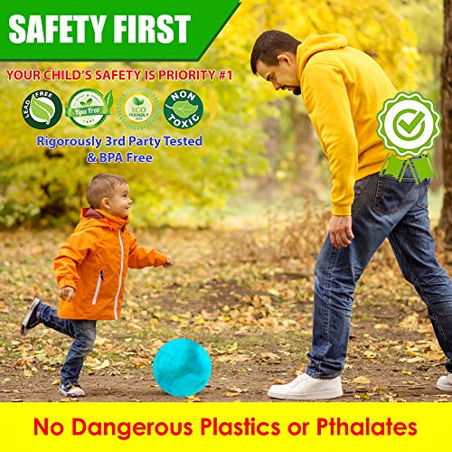 Premium Marbleized Bouncy Balls Plus Pump, 9 Inch Inflatable Sensory Balls, Best Entertainment For Kids, Pets And Adults - Fun Handballs, Kickball, Beach, Pinic, School, Church #TOP2