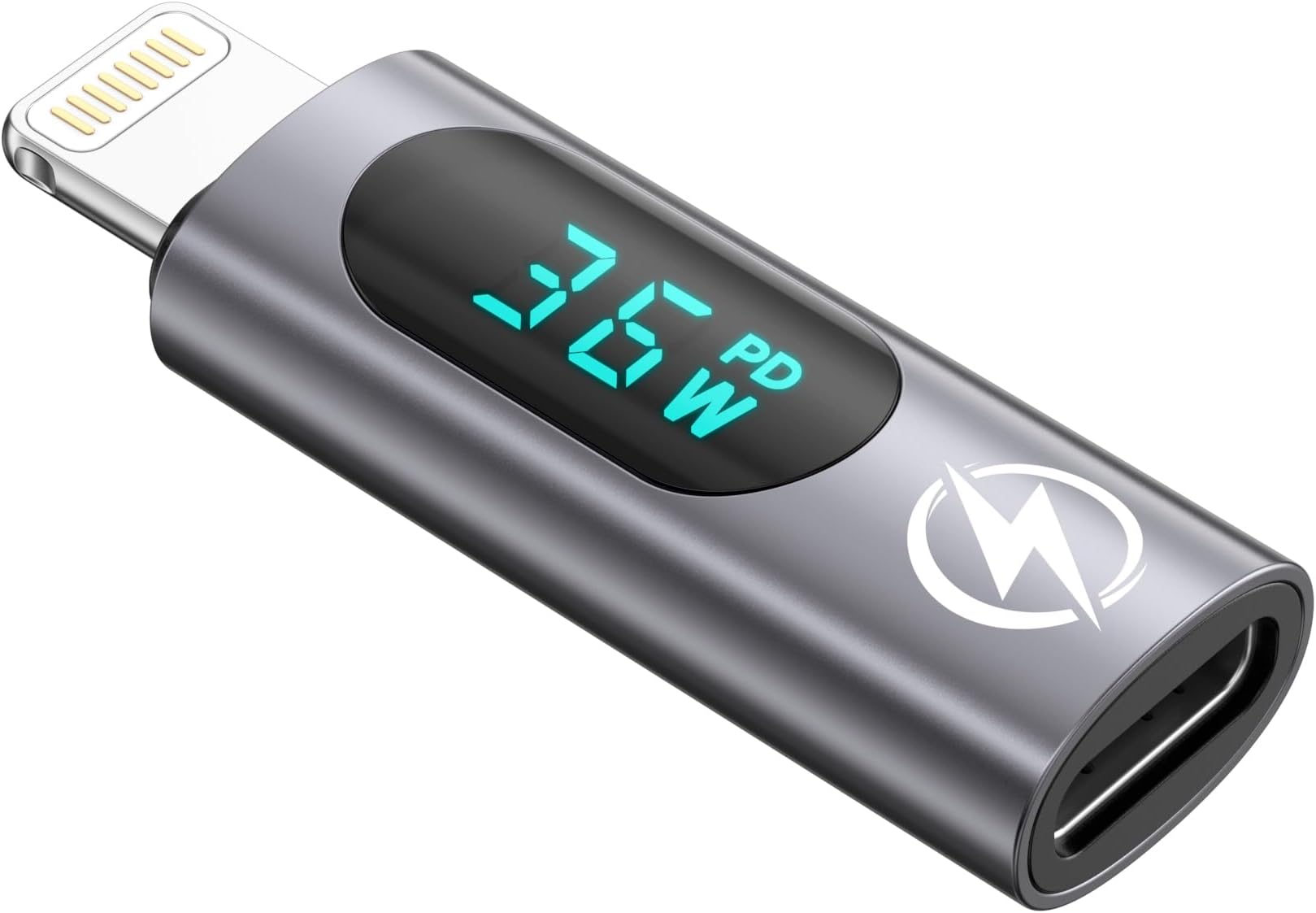 RAVIAD USB C to Lightning Adapter with LED Display, PD 36W Fast Charging USB C Female to Lightning Male Connector for iPhone 14 13 12 11 Pro Max Pad Pro/Air 5/Mini 6, Pod Nano/Touch