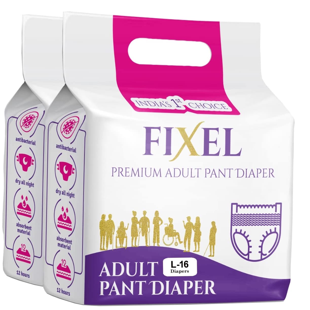 FIXEL Adult diaper pants Large Waist size 76-127 cm (30"50"),Unisex-Pack of 2(32 count) (B0B2LYQ83Z) Amazon Price History, Amazon Price Tracker