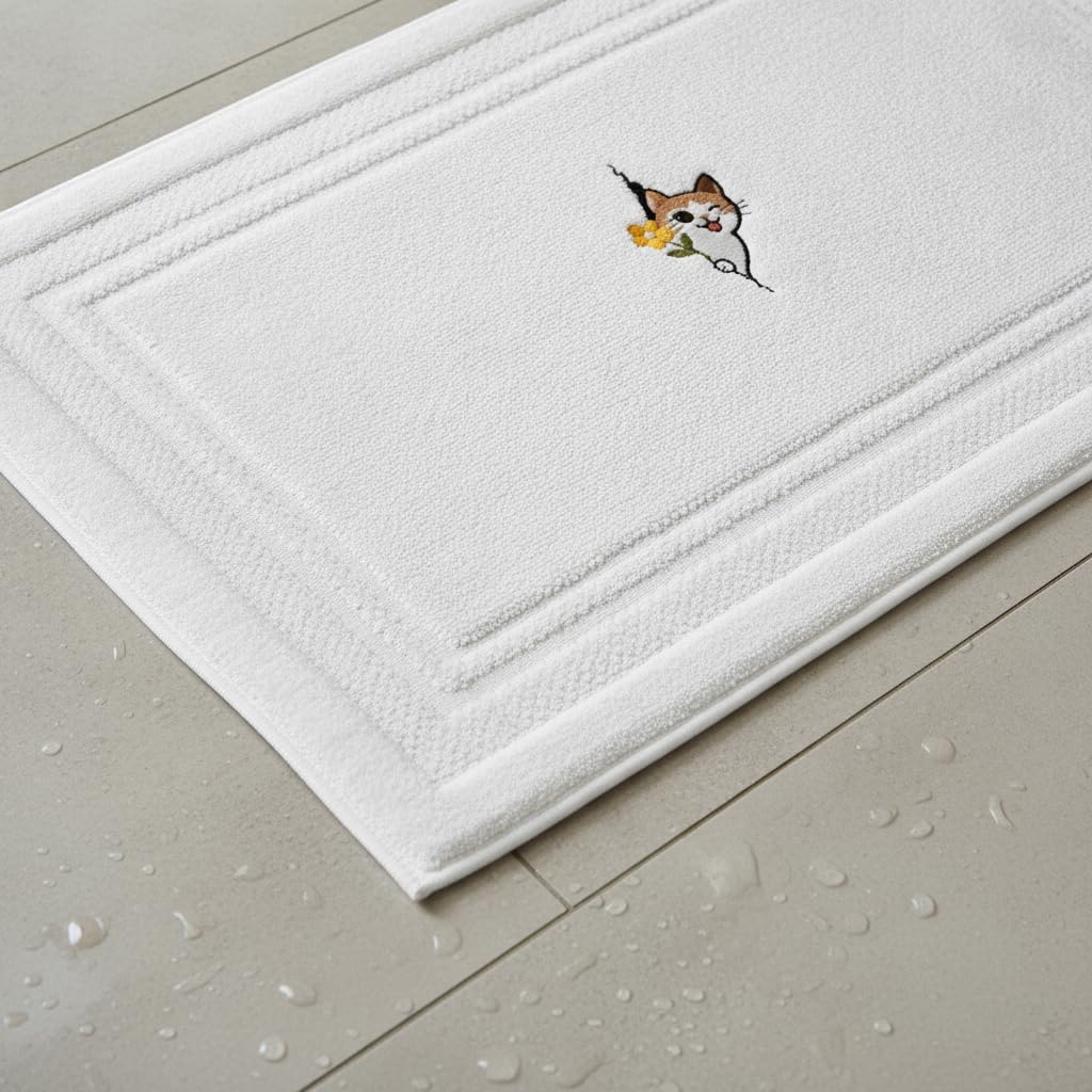 Alfombrilla Baño Algodón Lavable, Flores/Amarillo, 40x60CM