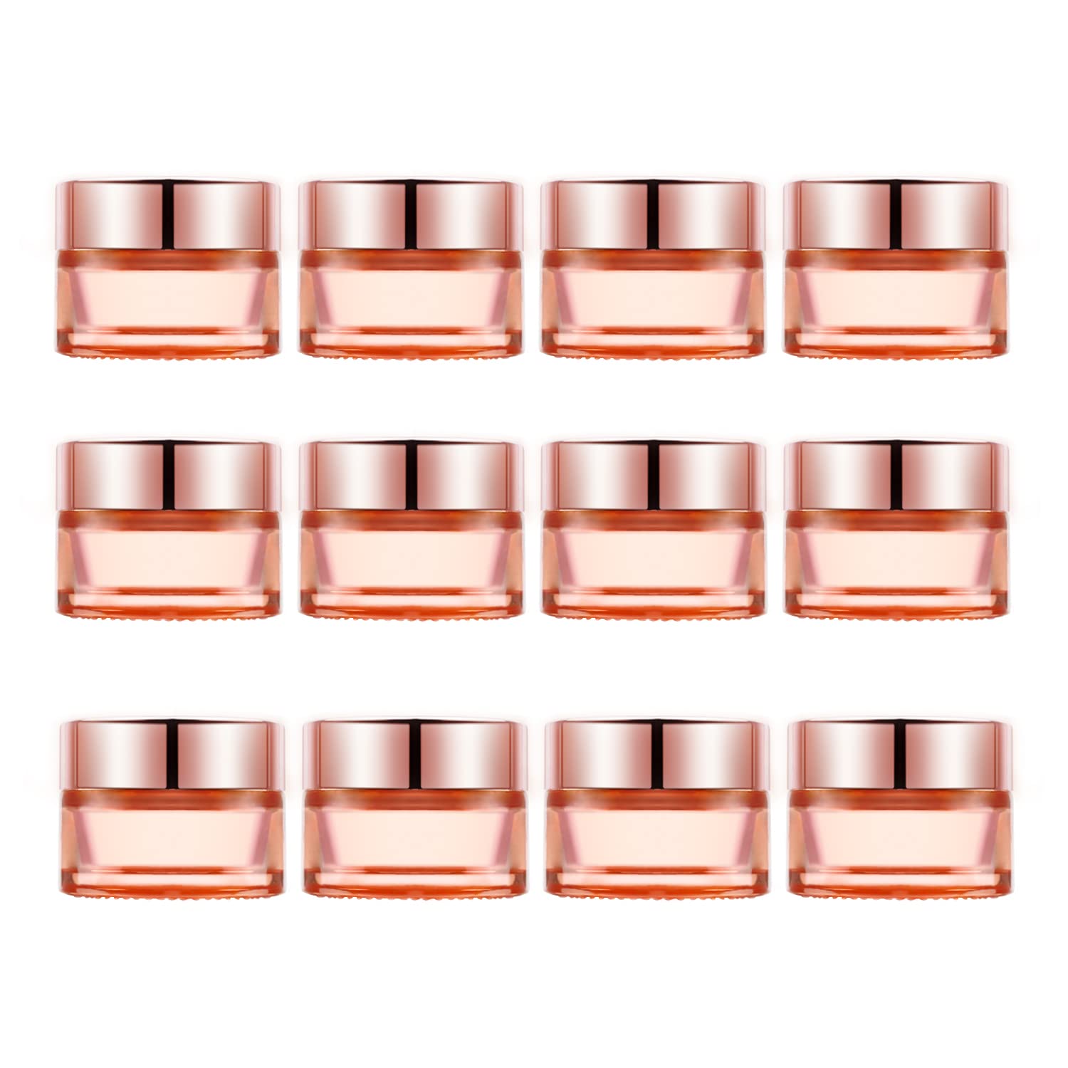 Photo 1 of DMuuuDM 12 Pcs 0.5 oz Pink Glass Jars,Empty Refillable Cream Jars with Rose Gold Lids&Inner liner,Sample Cosmetic Container Vials Pot for Face Cream,Ointment,Lotion,Moisturizer
