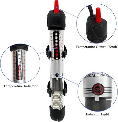 Miniatura 4 de Calentador de acuario para pecera - Juego de calentador de termostato sumergible de temperatura ajustable 50W