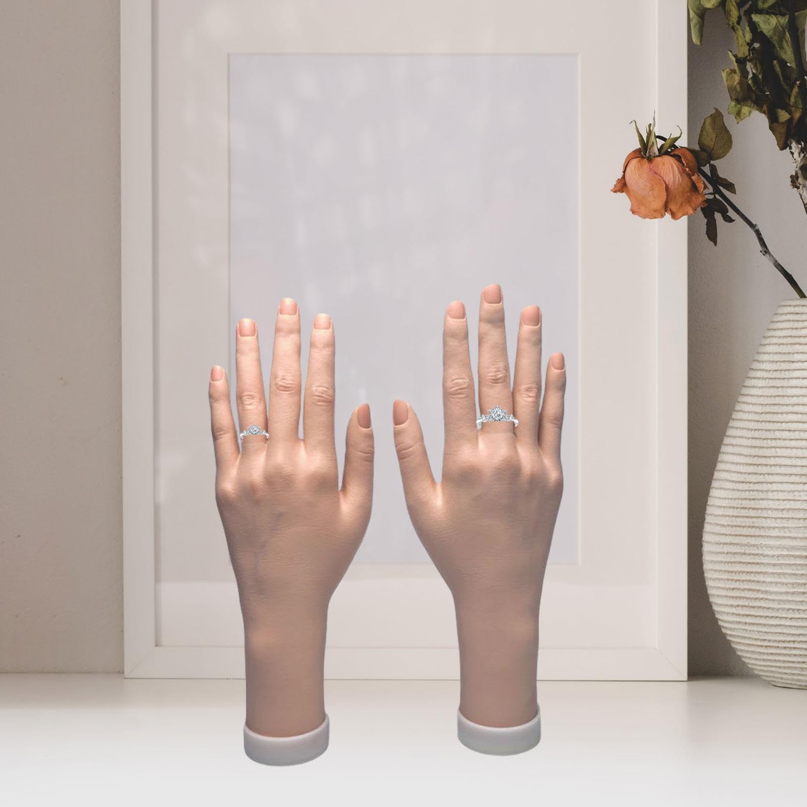 MagiDeal Modèle de main féminine, doigt Flexible montrant une fausse main de Mannequin pliable pour l'exposition de bijoux, accessoires Photo, pratique du Nail, Gauche et Droite